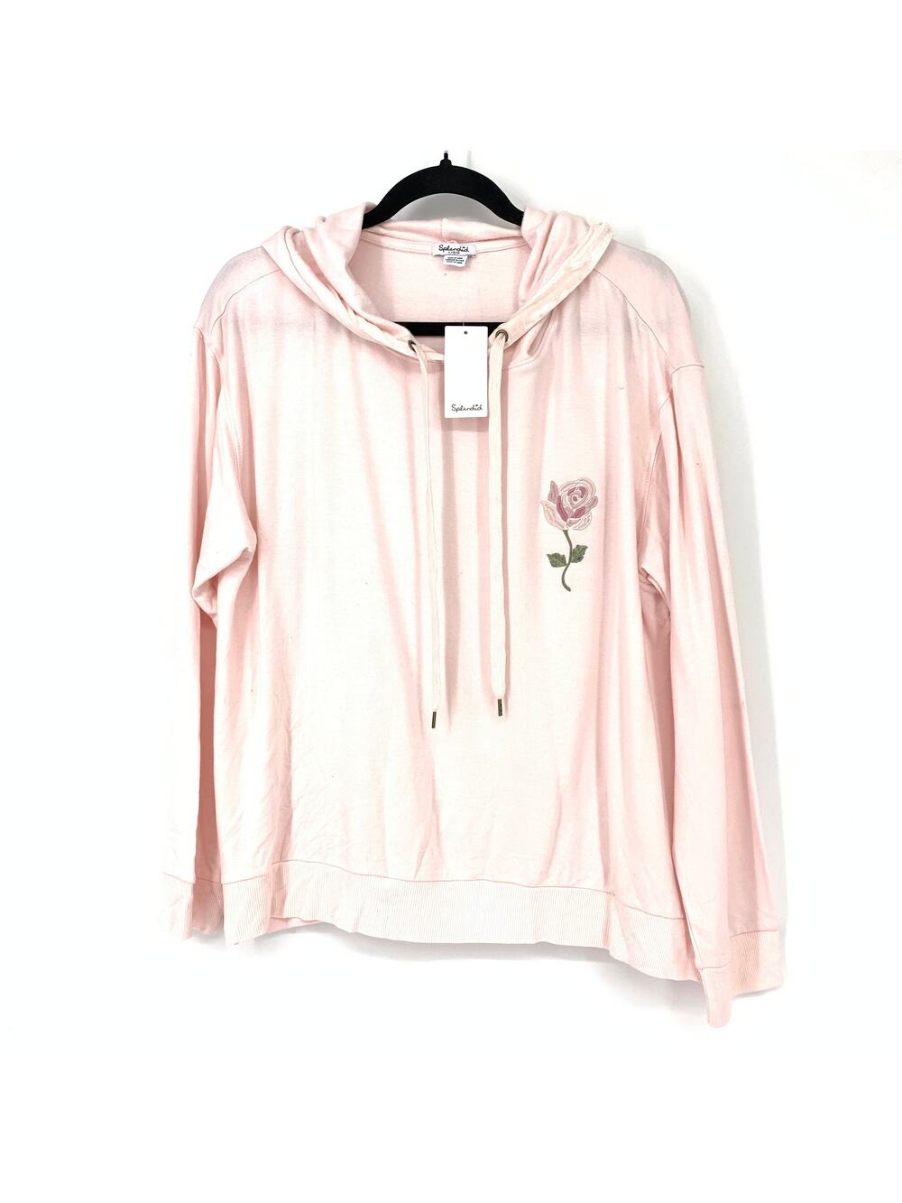Splendid Women's Size Large Gathered Back Hoodie Top In Ballerina Pink